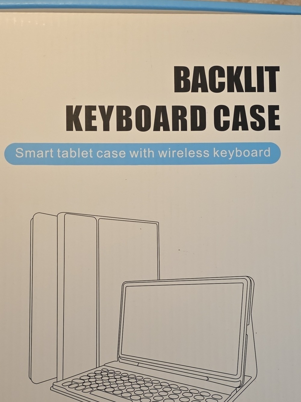 Backlit Wireless Keyboard Case for Tablet - Black